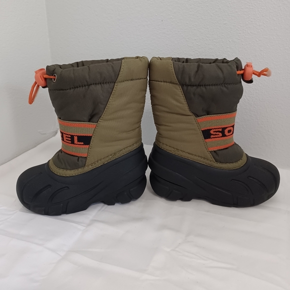 SOREL kids winter snow boots green orange size 6 - Picture 8 of 10